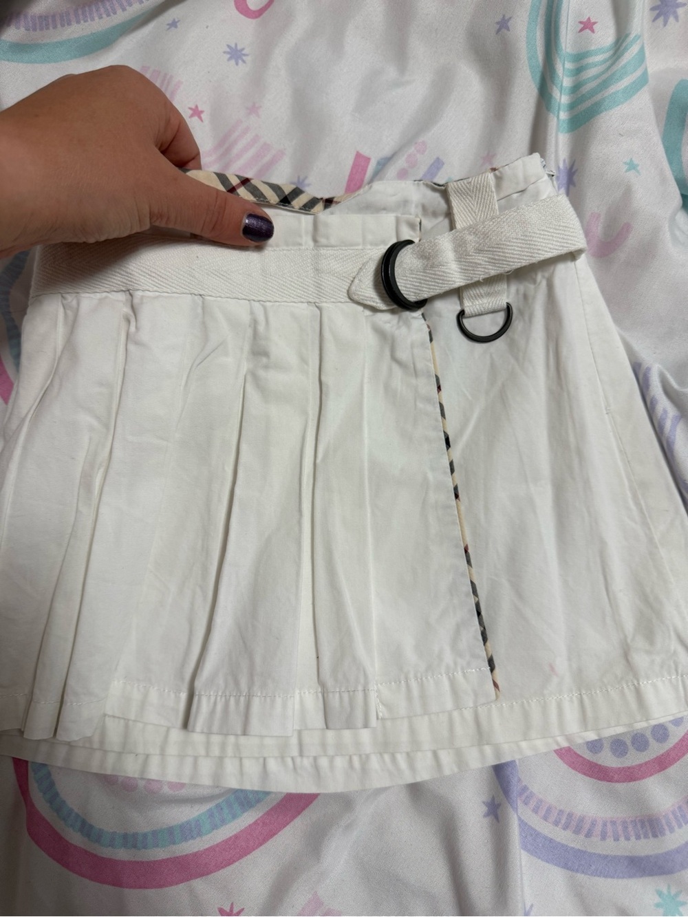 Burberry Beige Plaid Waistband Cotton Skirt